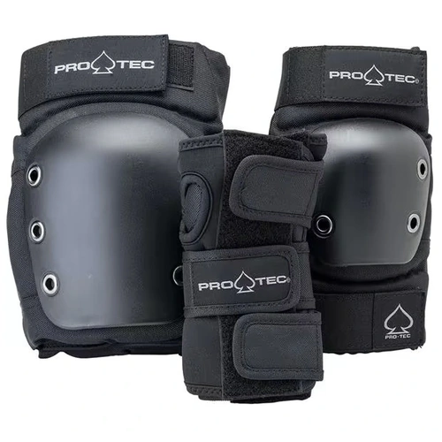 PROTEC STREET PADS PRO ADULT 3 PACK BLACK ELBOW KNEE WRIST PRO-TEC [Size: S]