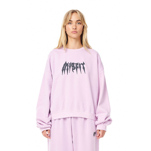 Misfit Womens Grace Burn Cropped Crew Jumper Lilac M/SF/T [Size: 10]