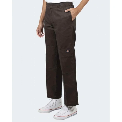 DICKIES Loose Fit Double Knee Straight Leg Twill Work Pants Brown