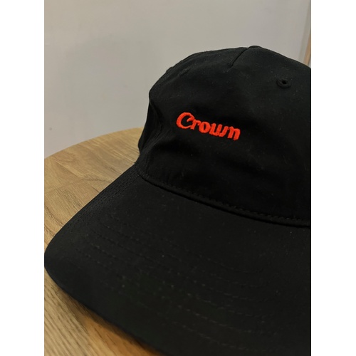 Crown 6 panel cap strap back Black / Red Kingpin Logo Skate Supply Adjustable