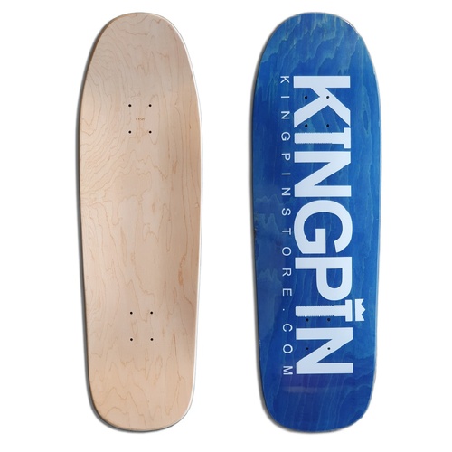 KINGPIN SKATE SHOP OLDSKOOL shape SKATEBOARD DECK blue stain 9.8125 x 32 WB 14.5