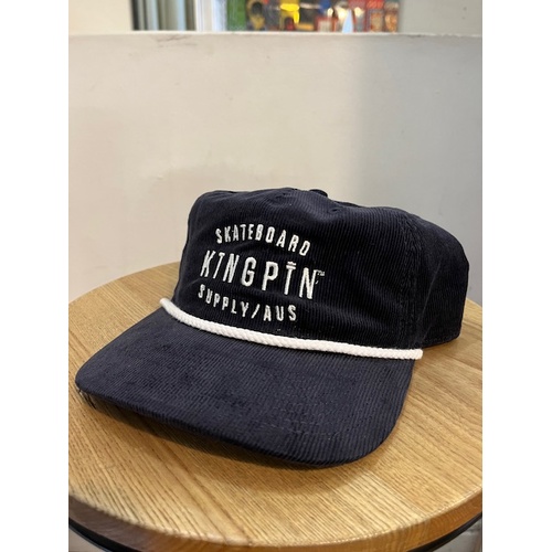 Kingpin Cap Strap Back Cord Rope Navy / White Kingpin Logo Skate Supply Adjustable