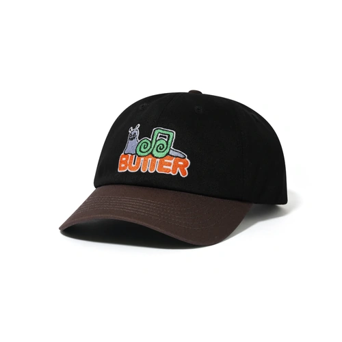 Butter Goods - Snail 6 Panel cap OSFA Black/ Brown Strap back Buttergoods
