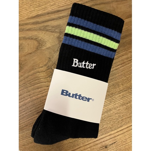 Butter Goods - Stripe Black Sock Blue / Green Pair Socks Buttergoods US Mens 7 - 11