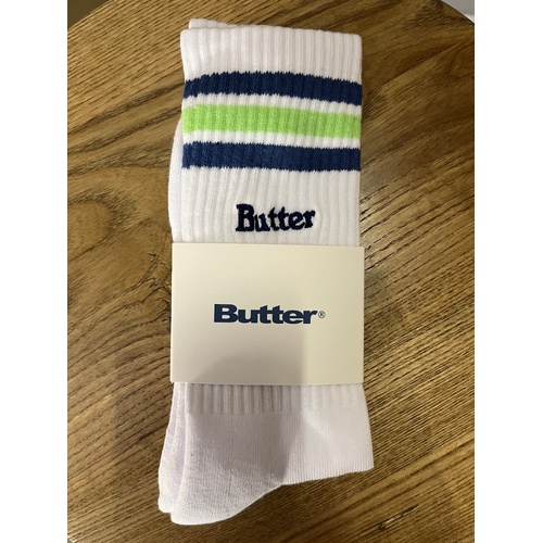 Butter Goods - Stripe White Sock Blue / Green Pair Socks Buttergoods US Mens 7 - 11