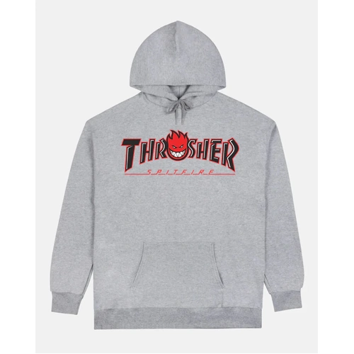 Thrasher x Spitfire Big Head Outline Hood Jumper Ash Grey Hoodie Pullover