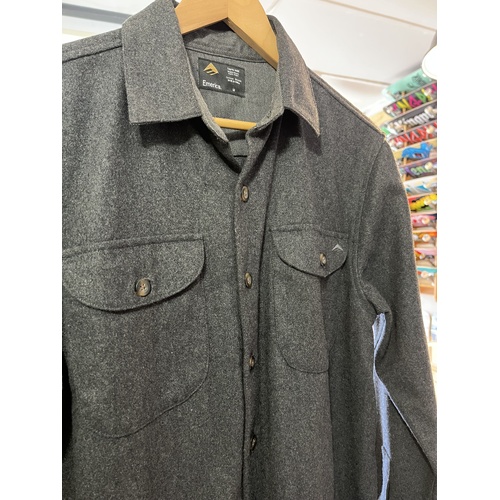 EMERICA Long sleeve grey flannel button up shirt