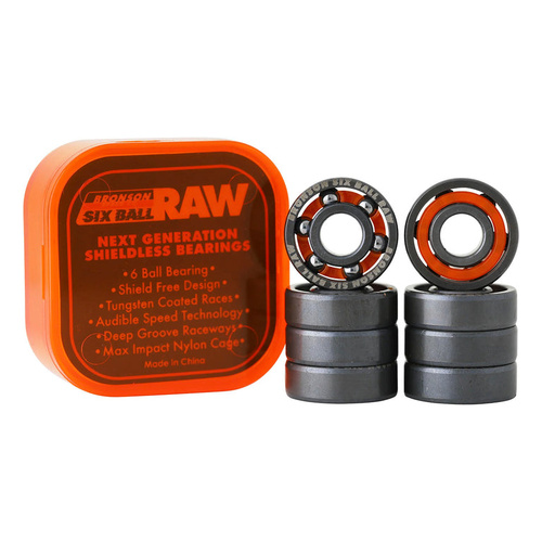 BRONSON SPEED CO. - G3 Next Gen Shieldless Skateboard Bearings RAW 6 BALL - Set of 8