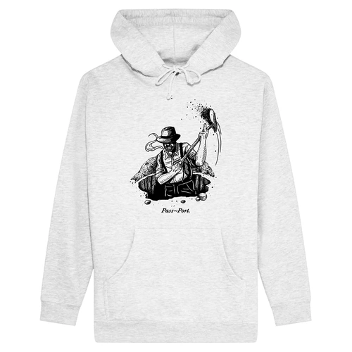 Pass~Port Dig Hood - White Marle passport Hoodie