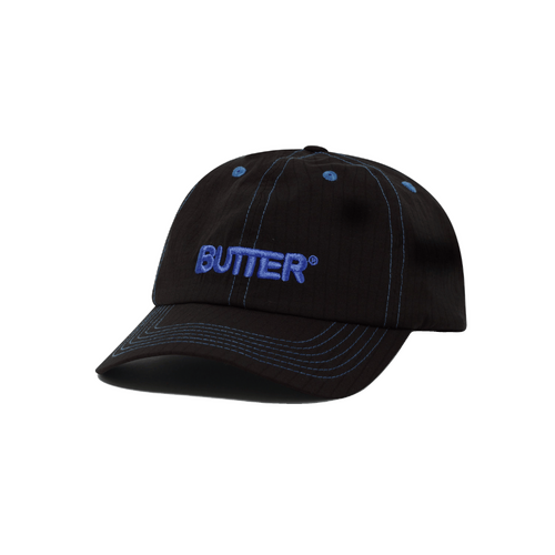 Butter goods Nylon Rounded Logo 6 Panel Cap, Black BUTTERGOODS