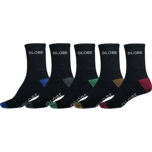GLOBE CREW SOCKS 5 PACK INGLES CREW BLACK MENS SIZE 7 - 11