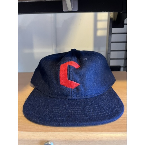Crown 6 panel cap strap back navy/red embroidered Logo Adjustable