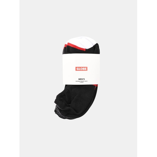 Globe Tipper Invisible Sock Ankle Socks Black 5 Pack Mens Size 7 - 11