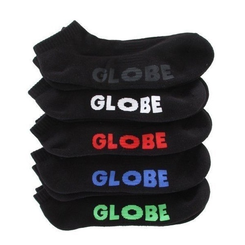 GLOBE STEALTH SOCKS 5 PACK ANKLE BLACK WHITE SKATEBOARD SURF MENS SIZE
