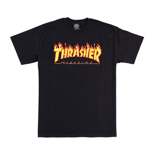 Thrasher Flame T-Shirt Tee New Black Skate Shop Aust Seller Thrasher Mag 110103S