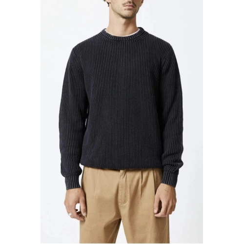 MR SIMPLE fisher knit crew jumper BLACK